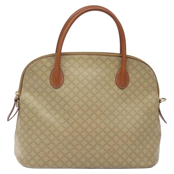 CELINE Macadam Canvas Hand Bag Pvc Beige Gold - Picture 2 of 12